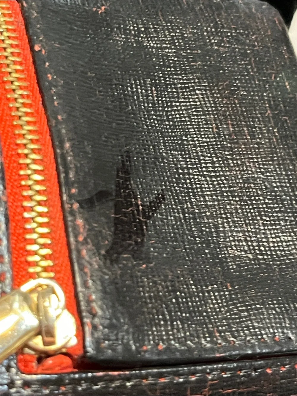 Furla Leather Bifold Wallet in Dark Brown with Red Accents